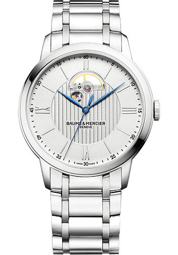 Baume & Mercier Classima Automatic Watch - Open Balance - 42 mm Steel Case - Silver Dial - Steel Bracelet